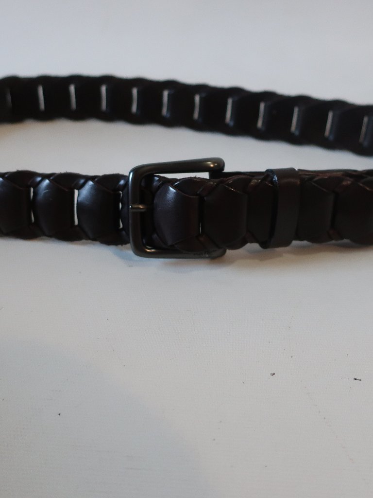 Mens Tod's Brown Braided Leather Belt W/Silver Buckle 90